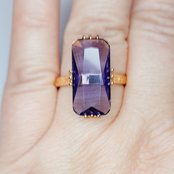 🎀18k/925 Luxury Statement Amethyst Ring - Picture 6 of 7